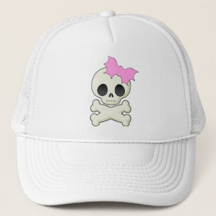 Cute Skull in Crossbones met Bat Bow Trucker Pet