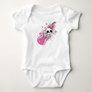 Cute Skull met roze gitaar Romper