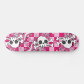 Cute Skull met roze gitaar Skateboard (Horizontaal)