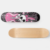 Cute Skull met roze gitaar Skateboard (Horizontaal)