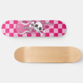 Cute Skull met roze gitaar Skateboard (Horizontaal)