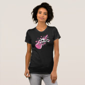 Cute Skull met roze gitaar T-shirt (Voorkant volledig)