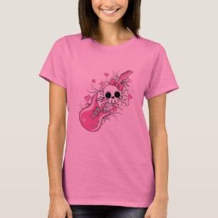 Cute Skull met roze gitaar T-shirt