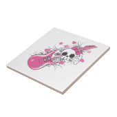 Cute Skull met roze gitaar Tegeltje (Zijkant)
