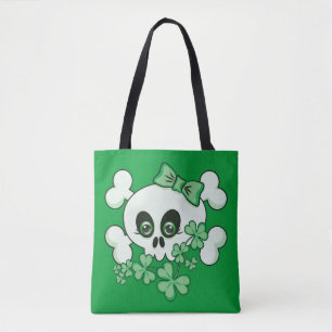 Cute Skull met Shamrocks Porcelain Plate Draagtas