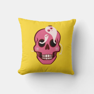 Cute Skull met spin en geesten in oogcontactdozen Kussen