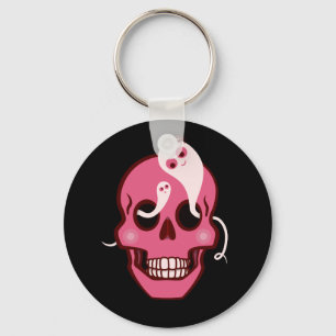 Cute Skull met spin en geesten in oyes Black Sleutelhanger
