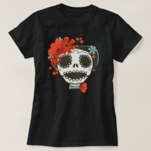 Cute Skull Wearing Flowers T-shirt