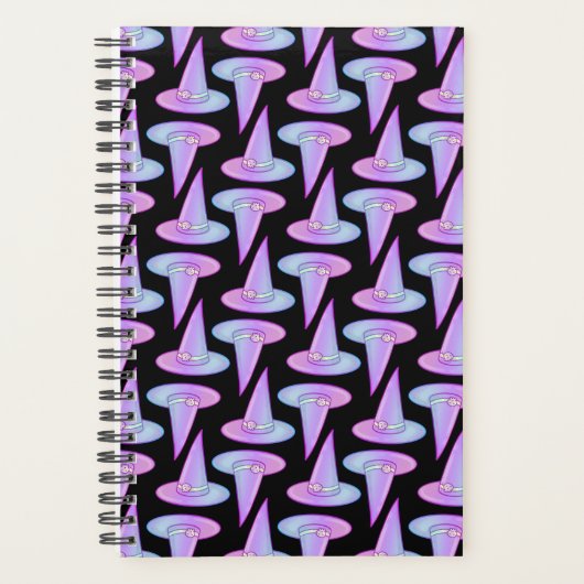 Cute Skull Witch Pet Paars Blue Drawing Pattern Planner (Voorkant)