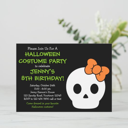 Cute SkullHalloween Invitation (Debout devant)