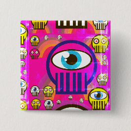 Cute skulls & alien skulls op knoppen vierkante button 5,1 cm