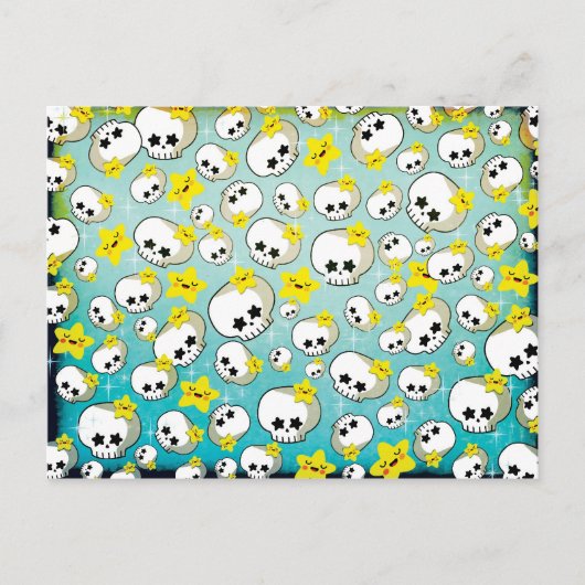 Cute Skulls and Stars Pattern Briefkaart (Voorkant)