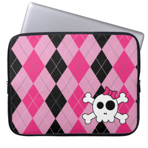 Cute Skully en Argyle Laptop Sleeve