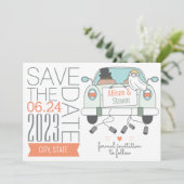 Cute, sla de Kaart van het huwelijk met de auto op (Staand voorkant)