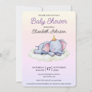 Cute Slaande Olifant Baby Shower Uitnodiging