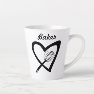 Cute Slanted Heart Whisk Bakery Baker Cake Latte Mok