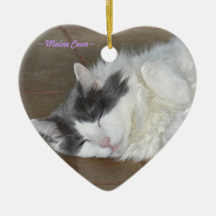 Cute slapende kattensierbloem keramisch ornament