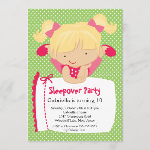 CUTE Slapepover Birthday Party Inture Kaart