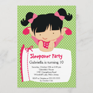CUTE Slapepover Birthday Party Inture Kaart