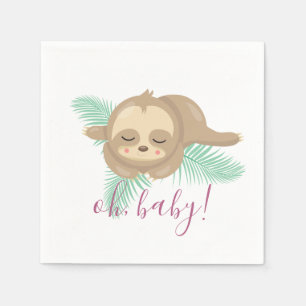 Cute Slapepy Baby Sloth Oh Baby Baby shower Servet