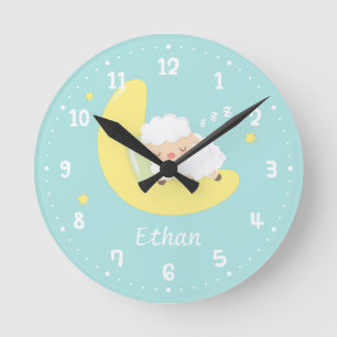 Cute Slaping Baby Lamb Kinder Nursery Room Decor Ronde Klok