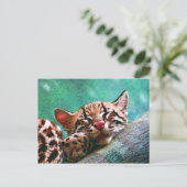 Cute Slaping Baby Ocelot Kitten Briefkaart (Staand voorkant)
