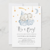 Cute Slaping Elephant Het is een Baby shower van e Kaart (Voorkant)