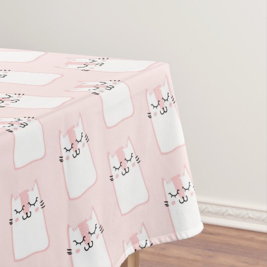 Cute Slaping Kitty Cat Pattern Tafelkleed (Voorbeeld)