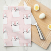 Cute Slaping Kitty Cat Pattern Theedoek (Quarter Fold)