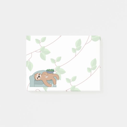 Cute Slaping met lui tropisch Oerwoud Post-it® Notes (Voorkant)