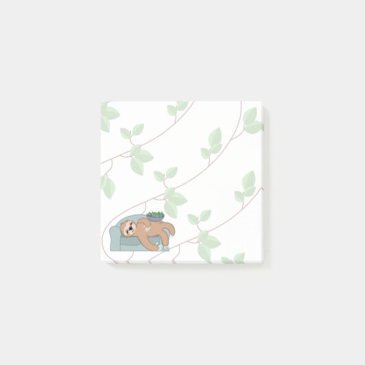 Cute Slaping met lui tropisch Oerwoud Post-it® Notes (Voorkant)
