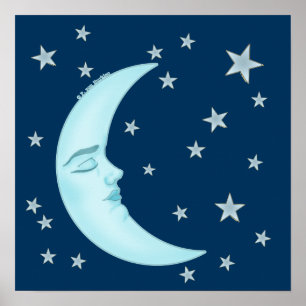 Cute Slaping Moon Poster