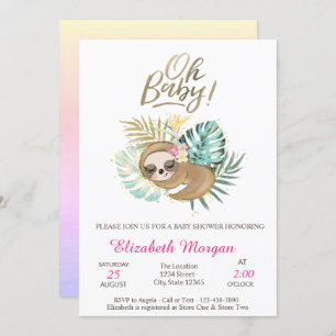 Cute Slaping Sloth Oh Baby Summer Baby shower Kaart