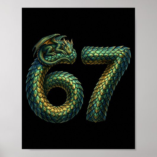 Cute Sleeng Dragon 67 Cool Six-seven Funny Six Sev Poster (Voorkant)