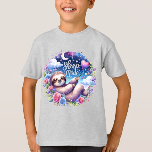 Cute Sleep Mode Sloth Night Sky T-Shirt (Voorkant)