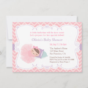 Cute Sleeping Ballerina Baby Girl Shower Kaart