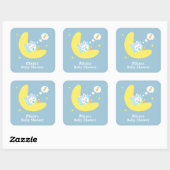 Cute Sleeping Bunny op Moon Baby shower Vierkante Sticker (Vel)
