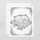 Cute Sleeping Cat Coloring Page (Voorkant / Achterkant)