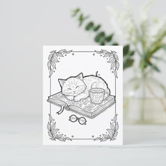 Cute Sleeping Cat Coloring Page (Staand voorkant)