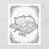 Cute Sleeping Cat Coloring Page (Voorkant)