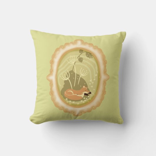 Cute Sleeping Fox Green Kussen (Voorkant)