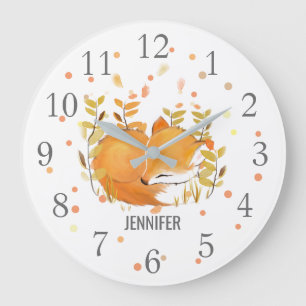 Cute Sleeping Fox Nursery Decor Wall klok