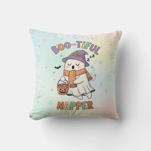Cute Sleeping Halloween Witch Napper Ghost Kussen (Voorkant)
