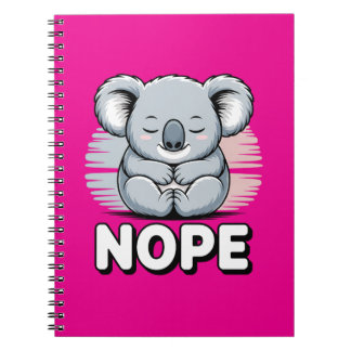 Cute Sleeping Koala “Nope” Funny Cartoon Notitieboek