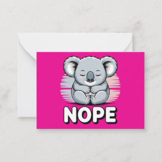 Cute Sleeping Koala “Nope” Funny Cartoon Notitiekaartje