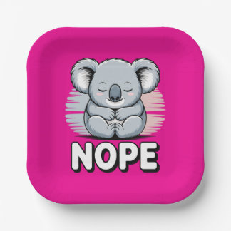 Cute Sleeping Koala “Nope” Funny Cartoon Papieren Bordje