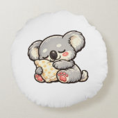 Cute Sleeping Koala with Pillow Rond Kussen (Achterkant)