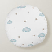 Cute Sleeping Moon Baby Room Pillow Name Initial Rond Kussen (Achterkant)
