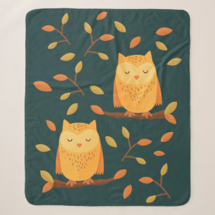 Cute Sleeping Owl Autumn Patroon 🦉 Sherpa Deken