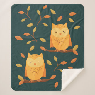 Cute Sleeping Owl Autumn Patroon 🦉 Sherpa Deken